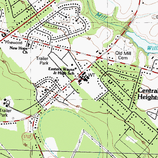 Topographic Map of Central School, NC