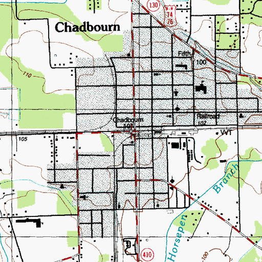 Topographic Map of Chadbourn, NC