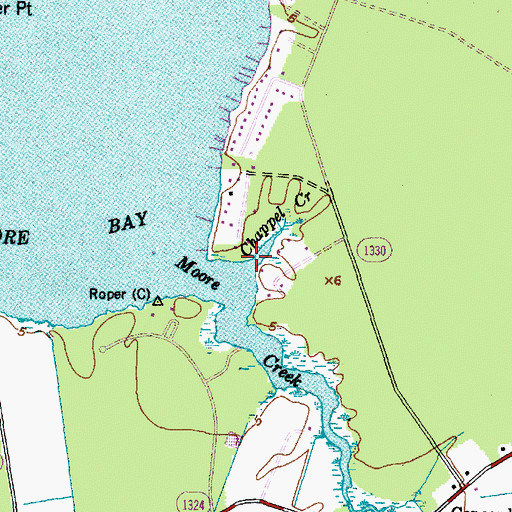 Topographic Map of Chappel Creek, NC