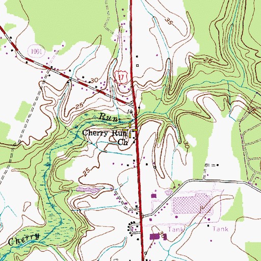 Topographic Map of Cherry Run Church, NC