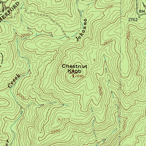 Topographic Map of Chestnut Knob, NC