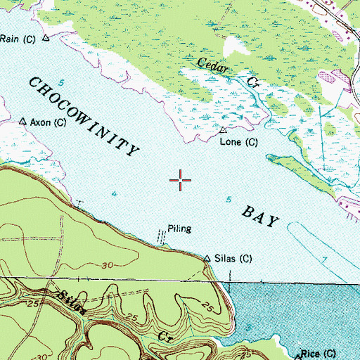 Topographic Map of Chocowinity Bay, NC