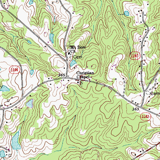 Topographic Map of Christian Chapel, NC