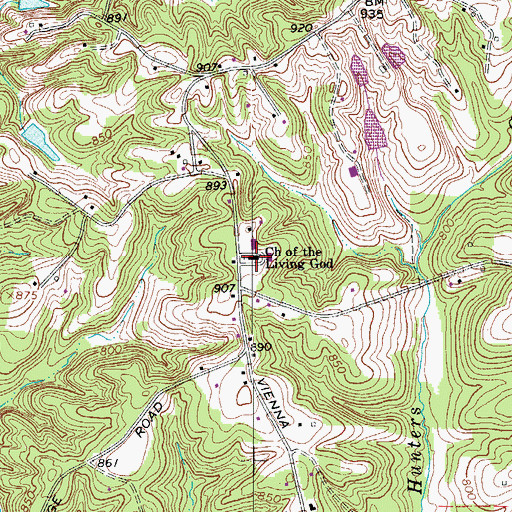 Topographic Map of Church of the Living God, NC