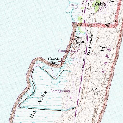 Topographic Map of Clarks Bay, NC
