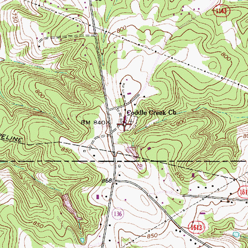 Topographic Map of Coddle Creek Church, NC
