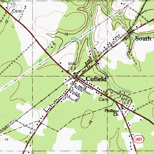 Topographic Map of Cofield, NC