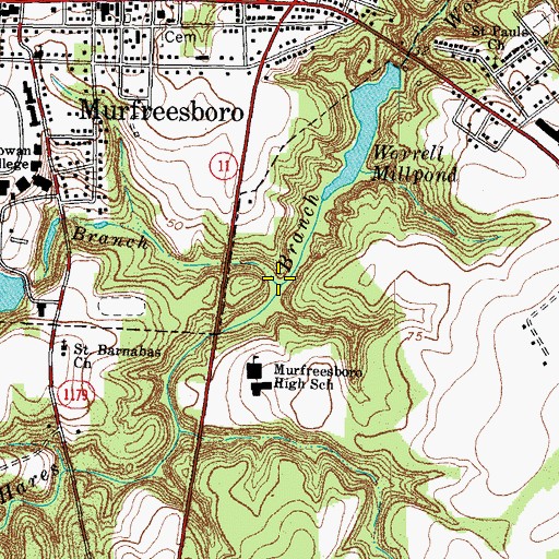 Topographic Map of College Branch, NC
