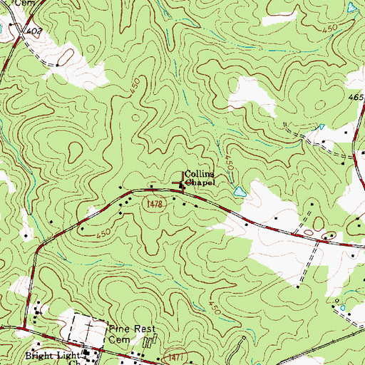 Topographic Map of Collins Chapel, NC