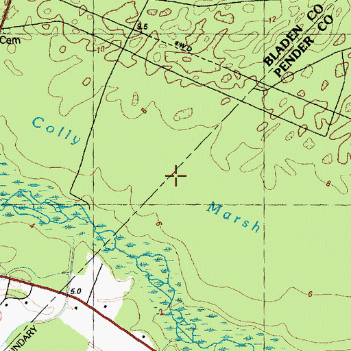 Topographic Map of Colly Marsh, NC