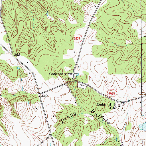 Topographic Map of Concord Church, NC