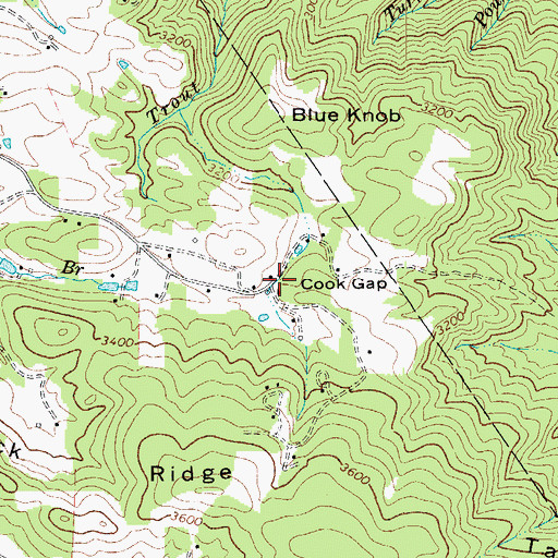 Topographic Map of Cook Gap, NC