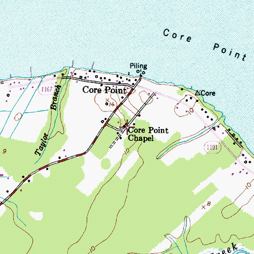 Topographic Map of Core Point Chapel, NC