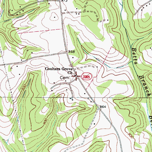 Topographic Map of Coulters Grove Church, NC