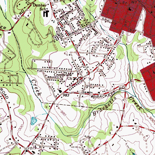 Topographic Map of Crestview Church, NC