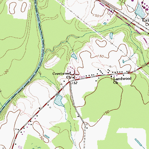 Topographic Map of Crestwood Church, NC