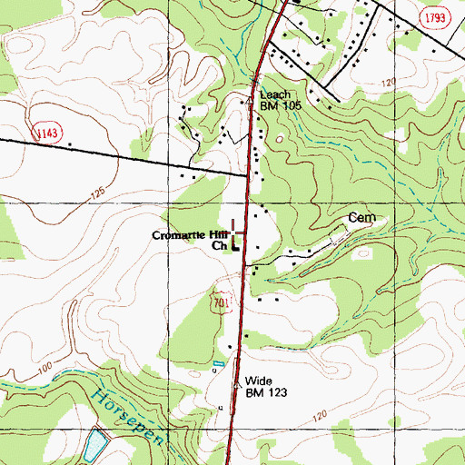 Topographic Map of Cromartie Hill Church, NC