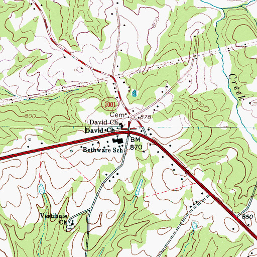 Topographic Map of David Church, NC