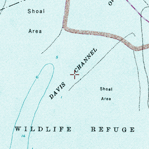 Topographic Map of Davis Channel, NC