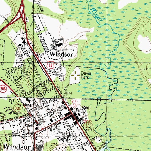 Topographic Map of Davis Park, NC