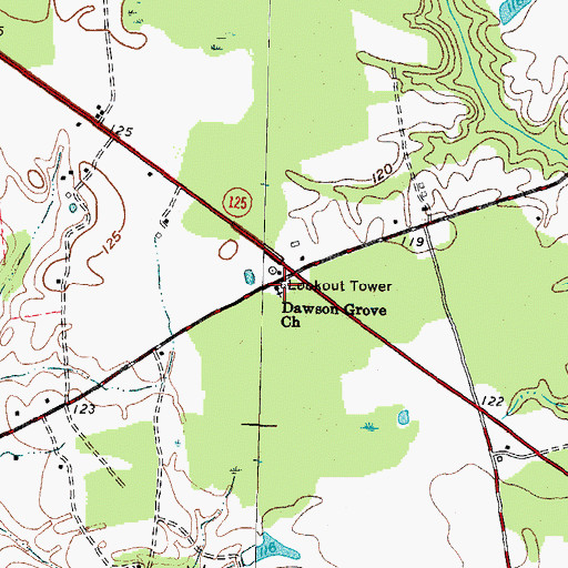 Topographic Map of Dawson Grove Church, NC