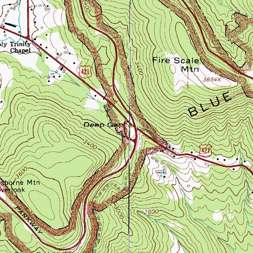 Topographic Map of Deep Gap, NC
