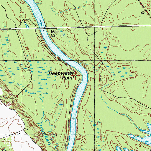 Topographic Map of Deepwater Point, NC