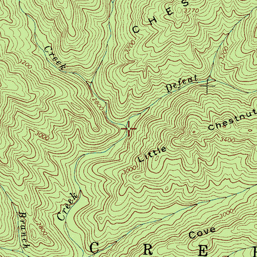 Topographic Map of Defeat Branch, NC