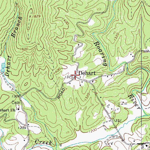 Topographic Map of Dehart, NC