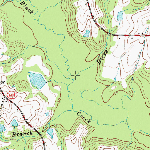 Topographic Map of Dicks Branch, NC