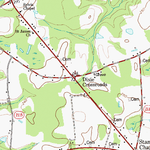 Topographic Map of Dixie Crossroads, NC
