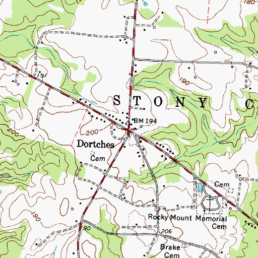 Topographic Map of Dortches, NC