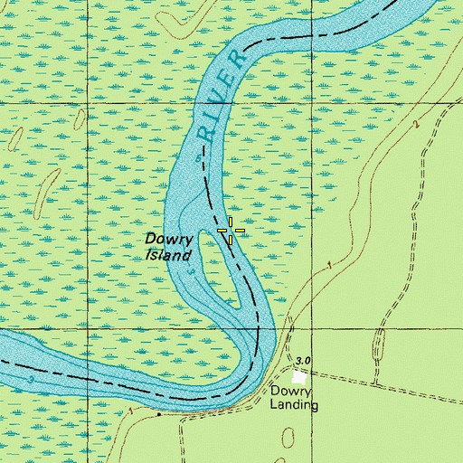Topographic Map of Dowry Island, NC