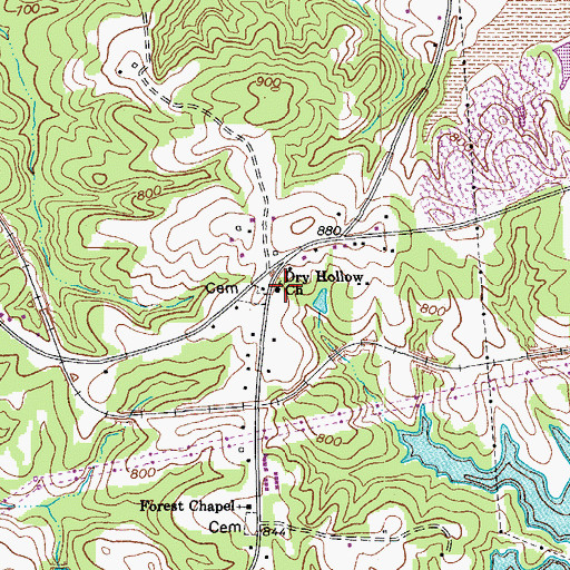 Topographic Map of Dry Hollow Church, NC