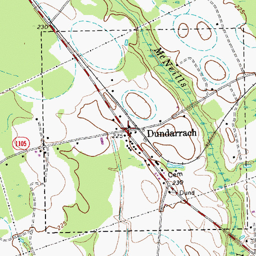 Topographic Map of Dundarrach, NC