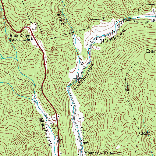 Topographic Map of Dungeon Creek, NC