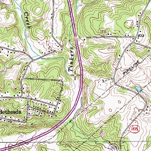 Topographic Map of Easter Creek, NC
