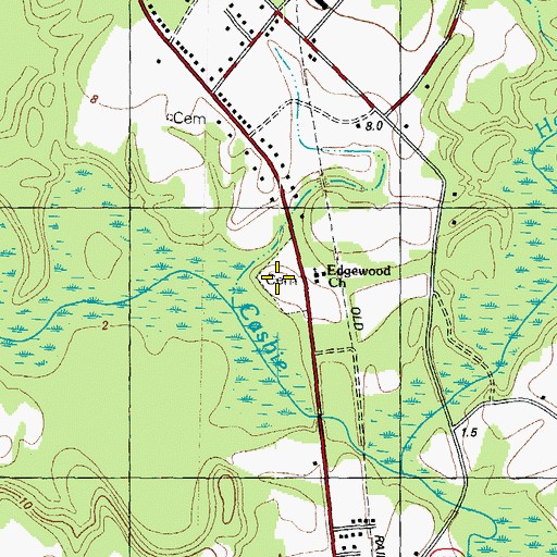 Topographic Map of Edgewood Cemetery, NC