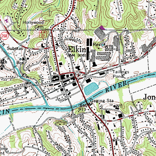 Topographic Map of Elkin, NC