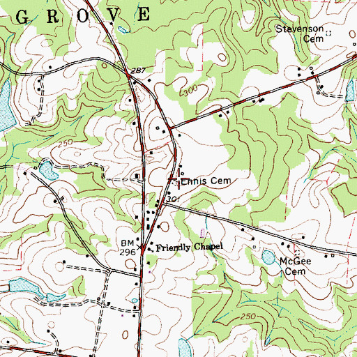 Topographic Map of Ennis Cemetery, NC