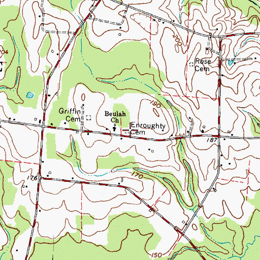 Topographic Map of Enroughty Cemetery, NC