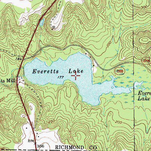 Topographic Map of Everetts Lake, NC