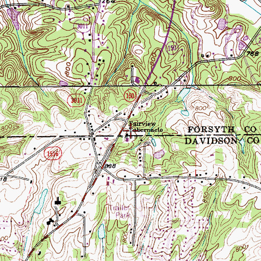 Topographic Map of Fairview Tabernacle, NC