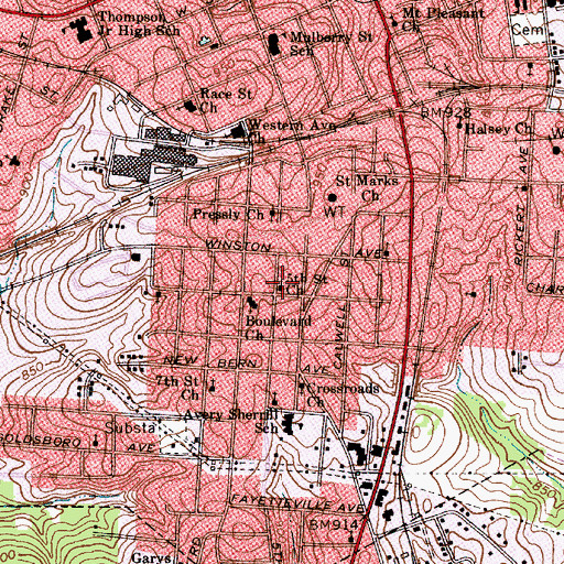 Topographic Map of Fifth Saint Church, NC