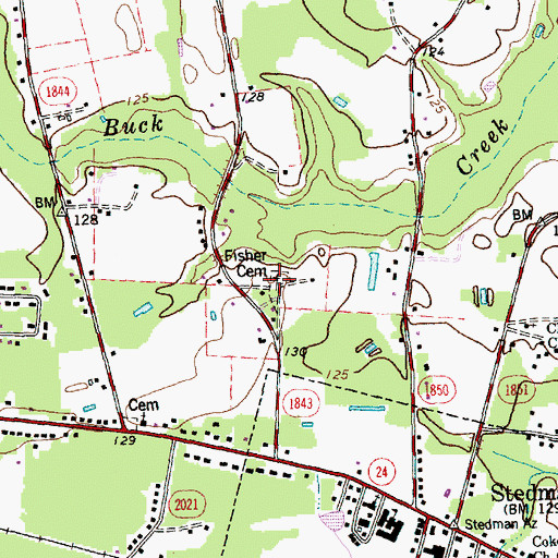 Topographic Map of Fisher Cemetery, NC