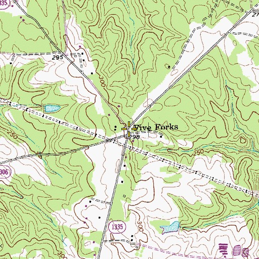 Topographic Map of Five Forks, NC