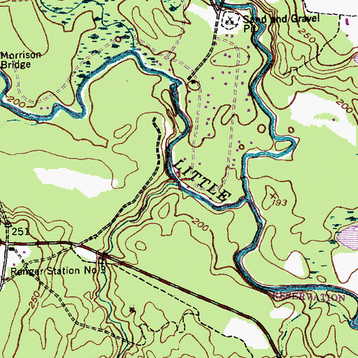 Topographic Map of Flat Creek, NC