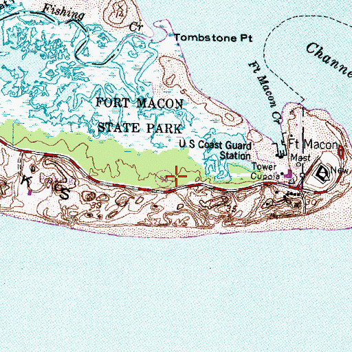 Topographic Map of Fort Macon State Park, NC