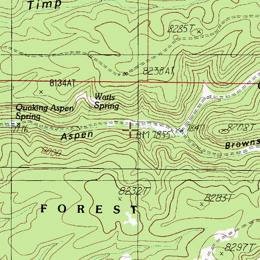 Topographic Map of Quaking Aspen, AZ