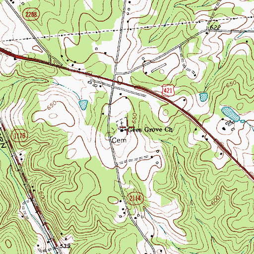Topographic Map of Gees Grove Church, NC